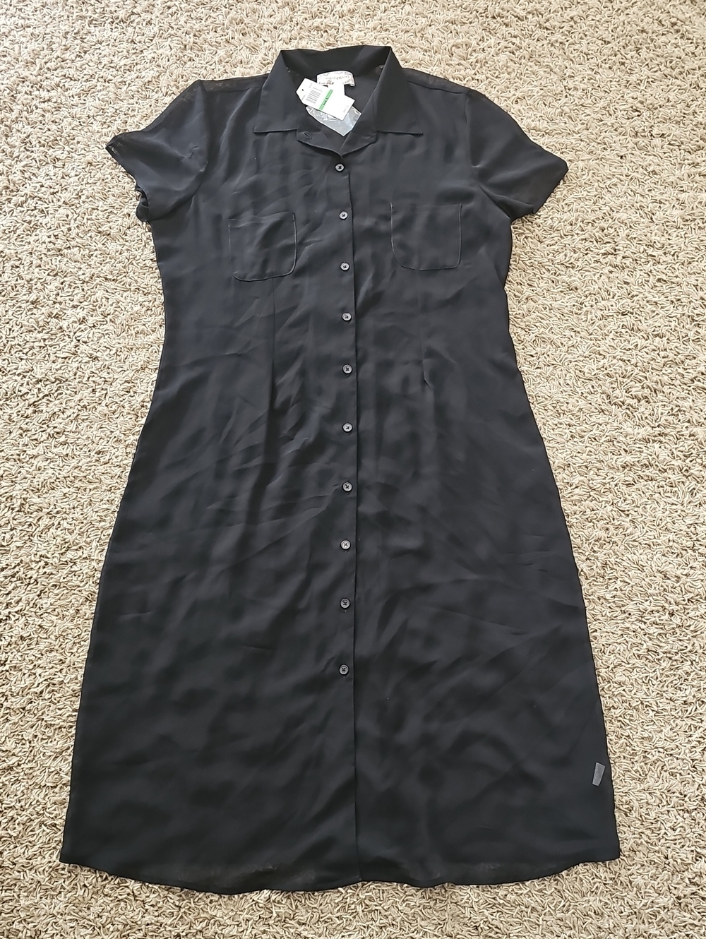 NWT Band of Gypsies Dress Duster Sheer Black Large Button Up Short Sleeve - Picture 2 of 7